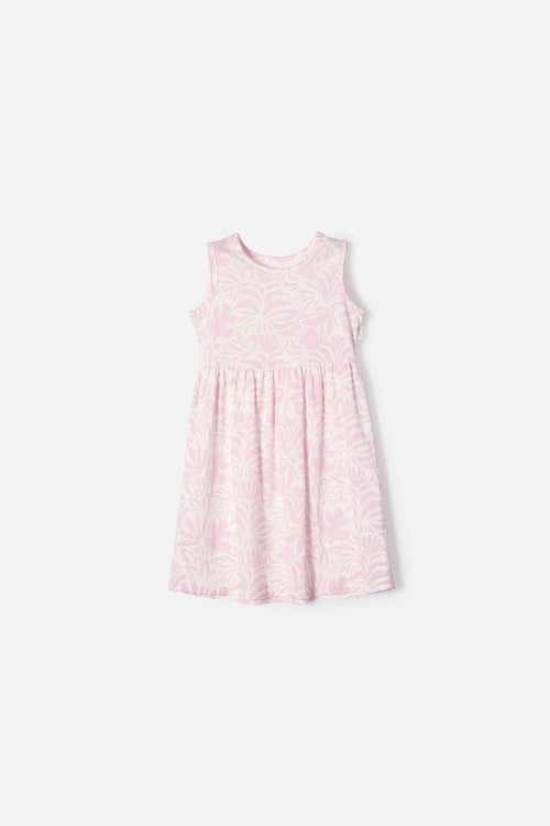 VESTIDO DE LITTLEMIC MARFIL Y ROSADO PARA NIÑA 2T A 5T