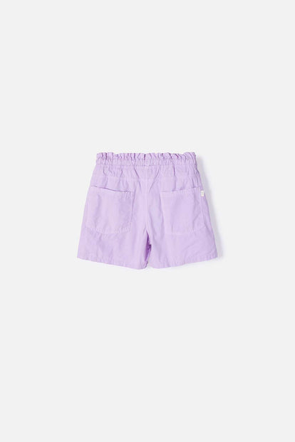 SHORT DE MIC CON CORDÓN MORADO PARA NIÑA
