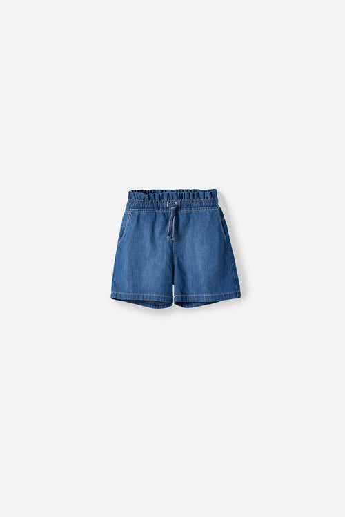 SHORT DE LITTLEMIC CON CORDÓN AZUL PARA NIÑA 2T A 5T