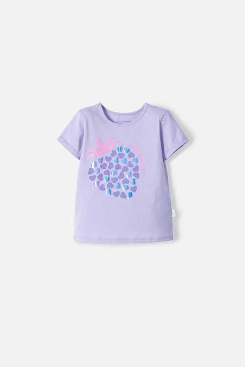 CAMISETA DE LITTLEMIC MANGA CORTA LAVANDA PARA NIÑA 2T A 5T