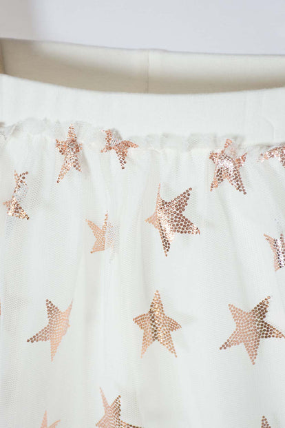 CONJUNTO DE LITTLEMIC CON FALDA EN TULL MARFIL PARA NIÑA 2T A 5T