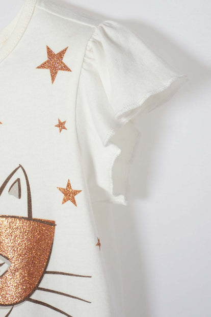 CONJUNTO DE LITTLEMIC CON FALDA EN TULL MARFIL PARA NIÑA 2T A 5T