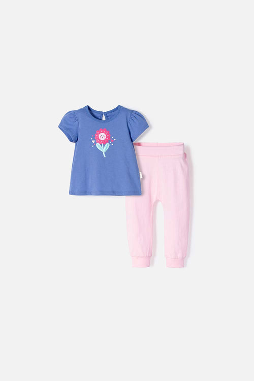 CONJUNTO LITTLEMIC MULTICOLOR ESTAMPADO EN FRENTE PARA BEBÉ NIÑA