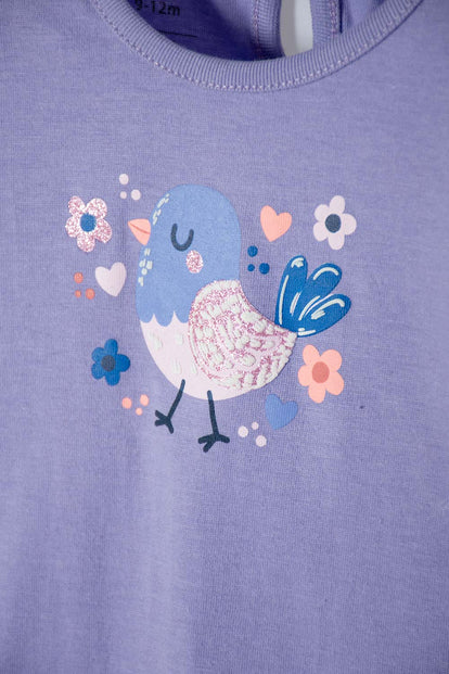 CONJUNTO LITTLEMIC MULTICOLOR DE CAMISETA ESTAMPADA EN FRENTE PARA BEBÉ NIÑA