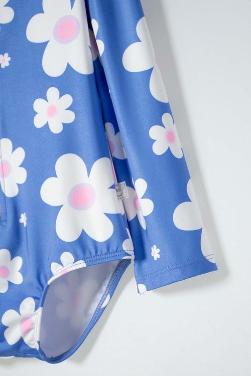 VESTIDO DE BAÑO LITTLEMIC MULTICOLOR ENTERIZO MANGA LARGA PARA NIÑA 2T A 5T