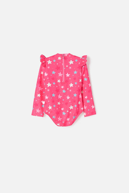 VESTIDO DE BAÑO DE LITTLEMIC MANGA LARGA MULTICOLOR PARA NIÑA 2T A 5T