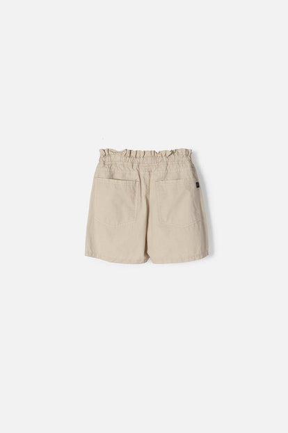 SHORT DE MIC CON CORDÓN CAQUI PARA NIÑA