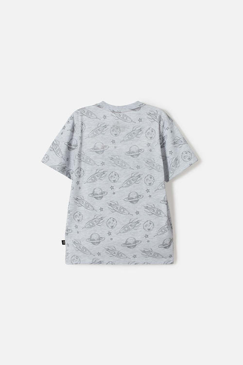 CAMISETA DE LA NASA MANGA CORTA GRIS PARA NIÑO
