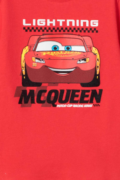 CAMISETA DE CARS CUELLO REDONDO ROJA PARA NIÑO DE 2T A 5T