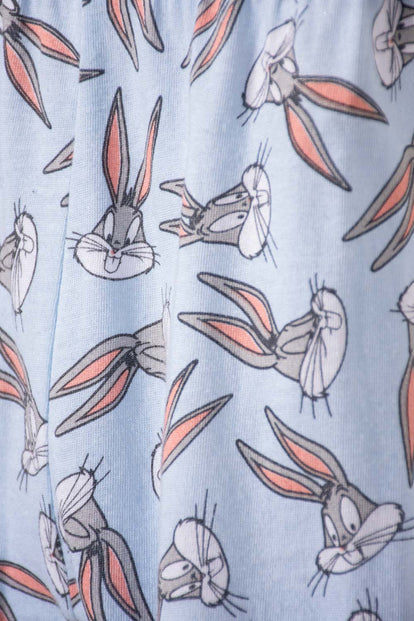 PIJAMA DE BUGS BUNNY MANGA LARGA BLANCA Y AZUL CLARO PARA BEBÉ UNISEX