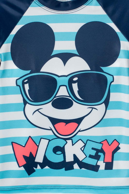 CONJUNTO DE BAÑO DE MICKEY MOUSE AZUL MANGA LARGA PARA NIÑO 2T A 5T