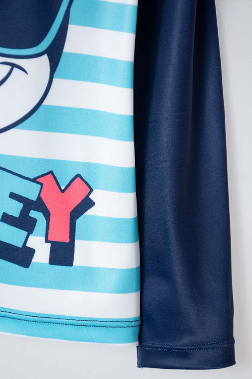 CONJUNTO DE BAÑO DE MICKEY MOUSE AZUL MANGA LARGA PARA NIÑO 2T A 5T