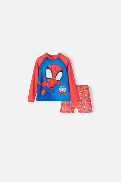 CONJUNTO DE BAÑO DE SPIDEY AND HIS AMAZING FRIENDS MANGA LARGA ROJO PARA NIÑO 2T A 5T