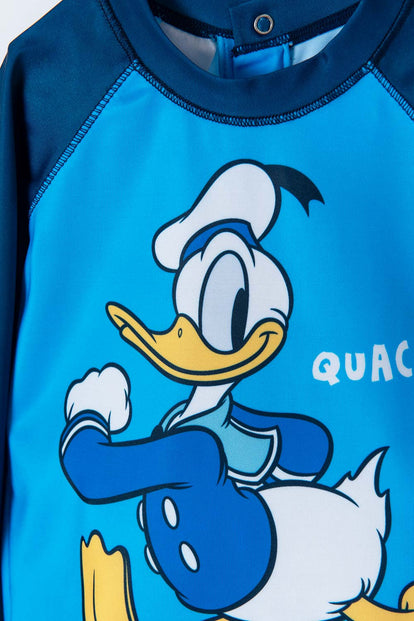CONJUNTO DE BAÑO DE DONALD MANGA LARGA AZUL PARA BEBÉ NIÑO
