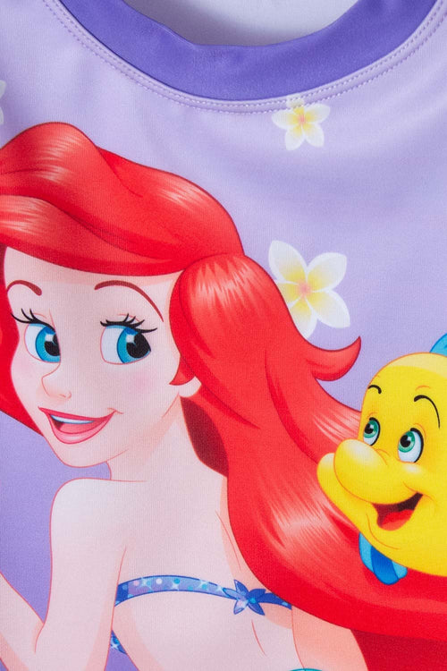 CONJUNTO DE BAÑO DE LA SIRENITA MANGA LARGA MORADO  PARA NIÑA 2T A 5T