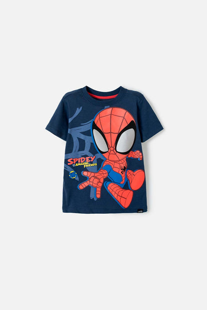 CAMISETA DE SPIDER-MAN MANGA CORTA AZUL PARA NIÑO