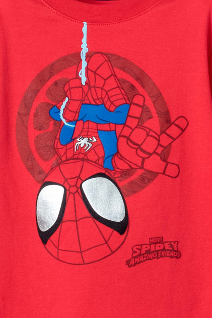 CAMISETA SPIDER-MAN MANGA CORTA ROJA PARA NIÑO 2T A 5T