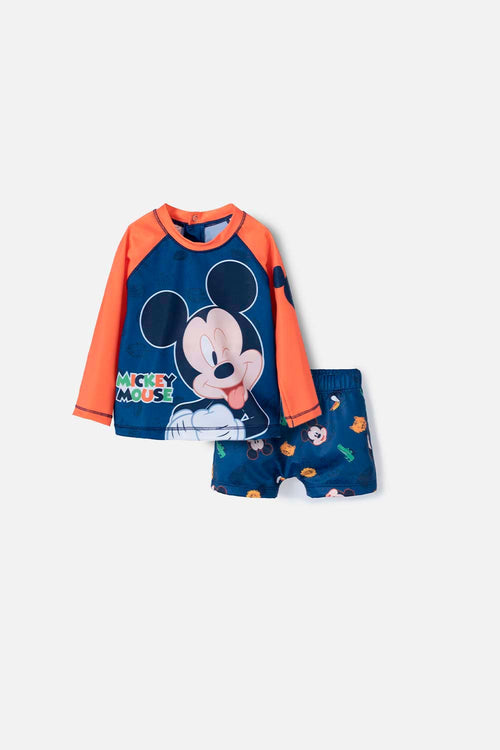 CONJUNTO DE BAÑO DE MICKEY MOUSE MULTICOLOR MANGA LARGA PARA BEBÉ NIÑO