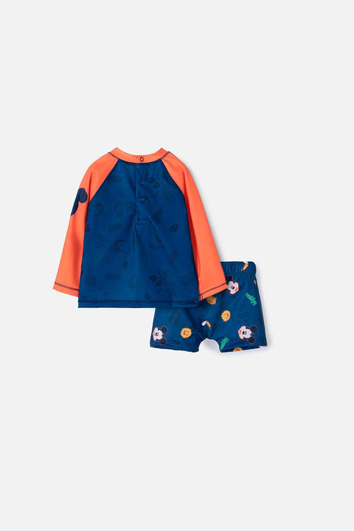 CONJUNTO DE BAÑO DE MICKEY MOUSE MULTICOLOR MANGA LARGA PARA BEBÉ NIÑO