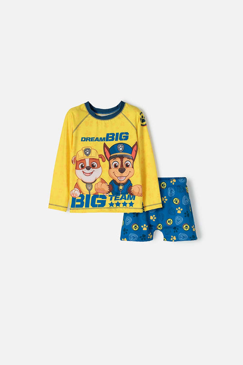CONJUNTO DE BAÑO DE PAW PATROL MANGA LARGA PARA NIÑO 2T A 5T
