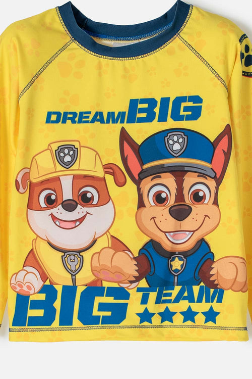 CONJUNTO DE BAÑO DE PAW PATROL MANGA LARGA PARA NIÑO 2T A 5T