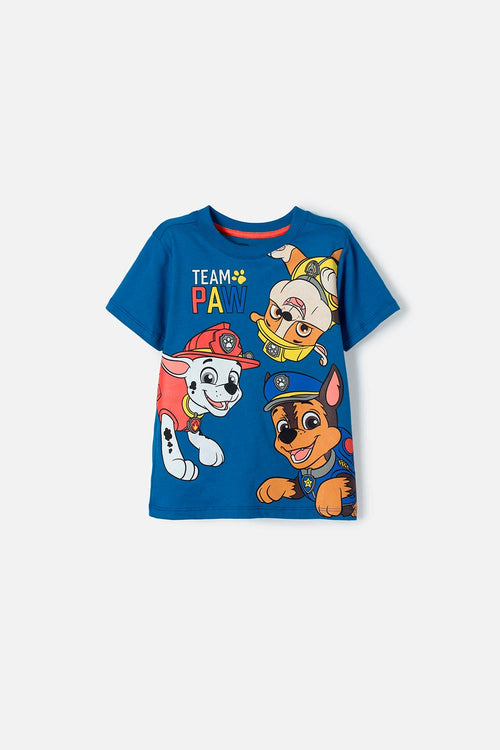 CAMISETA DE PAW PATROL MANGA CORTA AZUL PARA NIÑO 2T A 6T