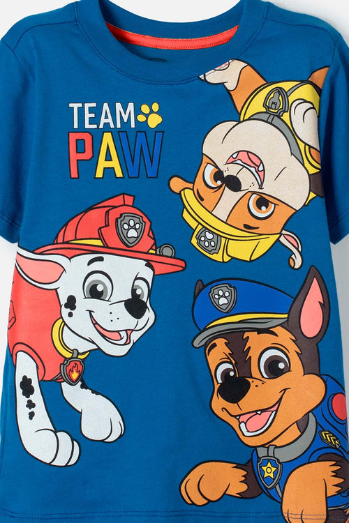 CAMISETA DE PAW PATROL MANGA CORTA AZUL PARA NIÑO 2T A 6T