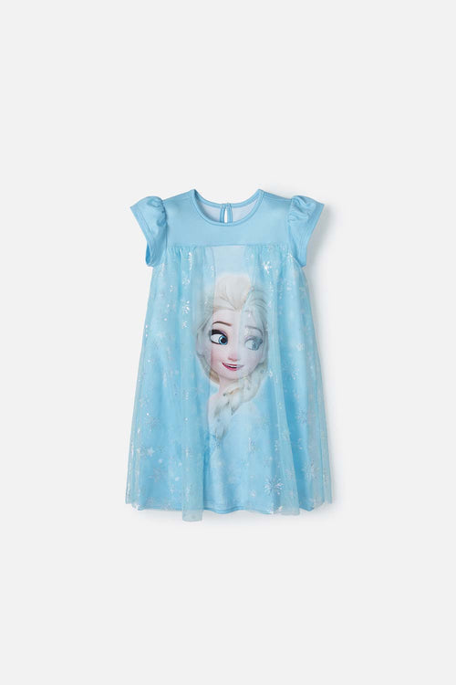 PIJAMA TIPO BATOLA DE FROZEN AZUL PARA NIÑA 2T A 5T