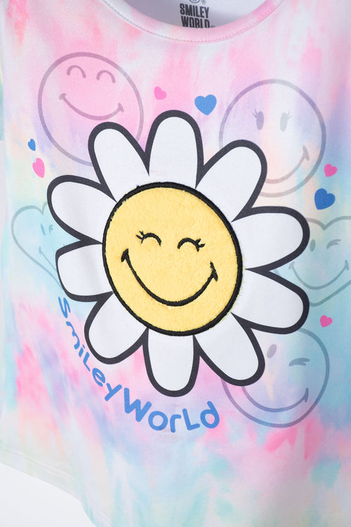 CAMISETA DE SMILEY MULTICOLOR ESTAMPADA PARA NIÑA 2T A 5T