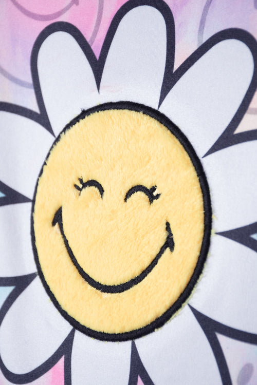 CAMISETA DE SMILEY MULTICOLOR ESTAMPADA PARA NIÑA 2T A 5T