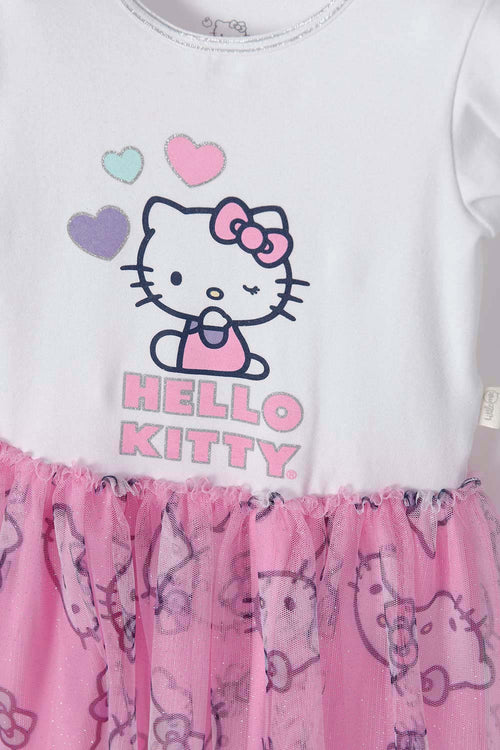 VESTIDO DE HELLO KITTY MULTICOLOR CON TUTÚ PARA NIÑA 2T A 5T
