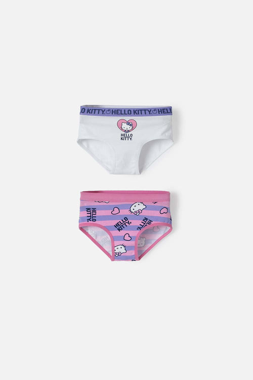 PACK X2 PANTIES DE HELLO KITTY MULTICOLOR EN DÚO PARA NIÑA 2T A 5T