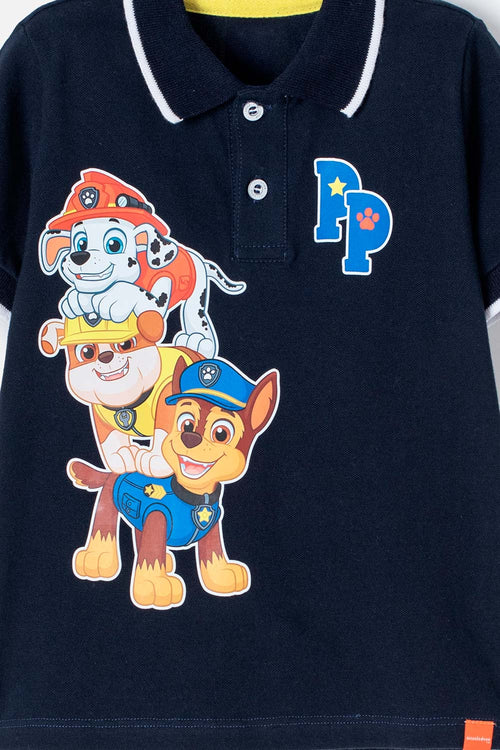 CAMISETA DE PAW PATROL AZUL TIPO POLO PARA NIÑO 2T A 5T