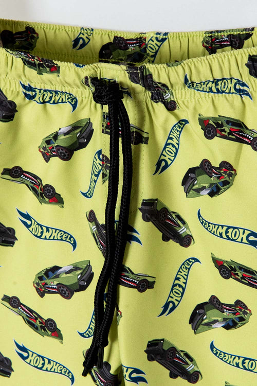 CONJUNTO DE BAÑO DE HOT WHEELS VERDE, AZUL Y GRIS MANGA LARGA PARA NIÑO 2T A 5T