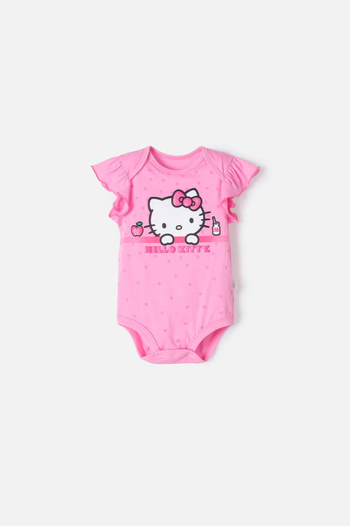 BODY DE HELLO KITTY MANGA CORTA ROSADO PARA BEBÉ NIÑA