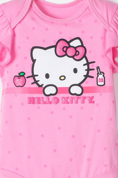 BODY DE HELLO KITTY MANGA CORTA ROSADO PARA BEBÉ NIÑA