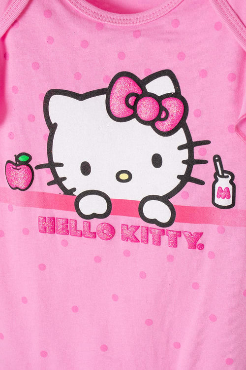 BODY DE HELLO KITTY MANGA CORTA ROSADO PARA BEBÉ NIÑA