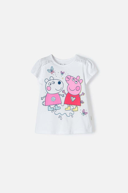 CAMISETA DE PEPPA PIG MANGA CORTA BLANCO PARA NIÑA 2T A 5T