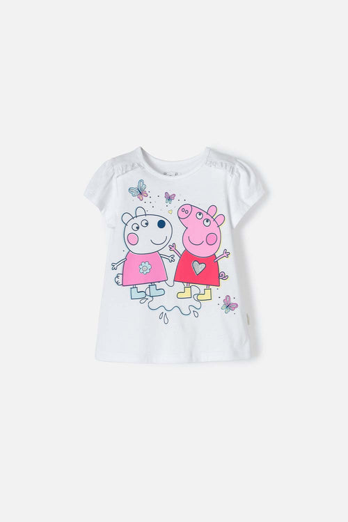 CAMISETA DE PEPPA PIG MANGA CORTA BLANCO PARA NIÑA 2T A 5T