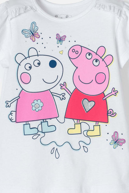 CAMISETA DE PEPPA PIG MANGA CORTA BLANCO PARA NIÑA 2T A 5T