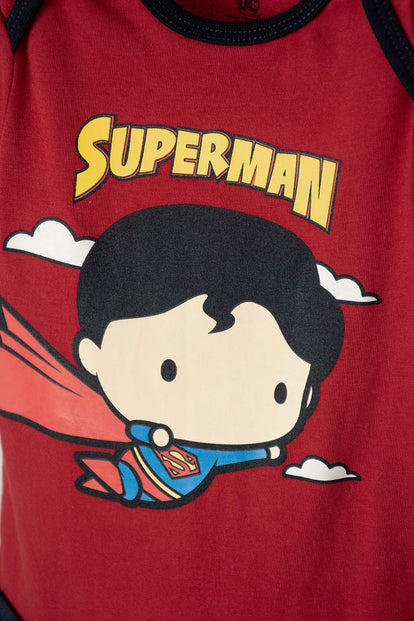 BODY DE SUPERMAN MANGA CORTA ROJO Y AZUL PARA BEBÉ NIÑO