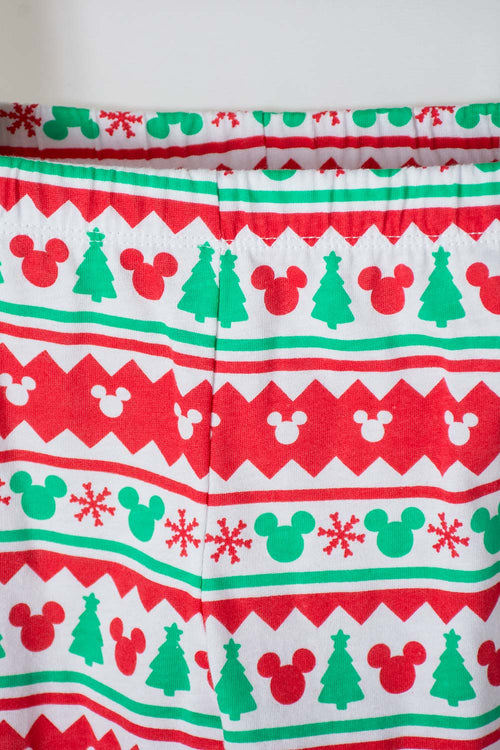 PIJAMA DE MICKEY MOUSE BLANCA, ROJA Y VERDE DE PANTALÓN LARGO UNISEX 2T A 5T