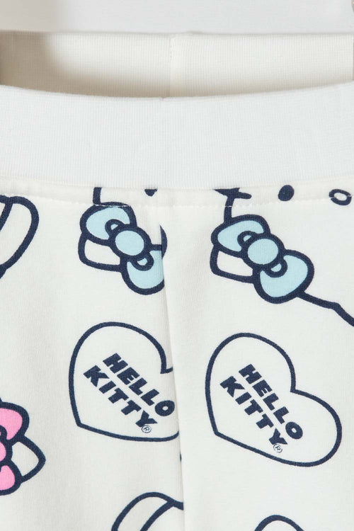 CONJUNTO HELLO KITTY PANTALÓN LARGO MARFIL PARA BEBÉ NIÑA