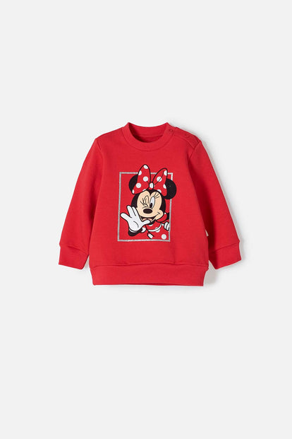 BUZO MINNIE MOUSE CERRADO ROJO PARA BEBÉ NIÑA