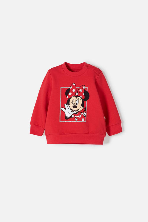 BUZO MINNIE MOUSE CERRADO ROJO PARA BEBÉ NIÑA