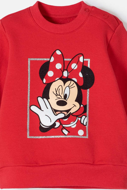 BUZO MINNIE MOUSE CERRADO ROJO PARA BEBÉ NIÑA