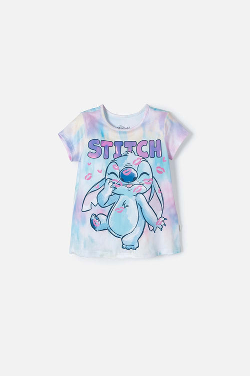 CAMISETA DE STITCH MULTICOLOR MANGA CORTA PARA NIÑA 2T A 5T