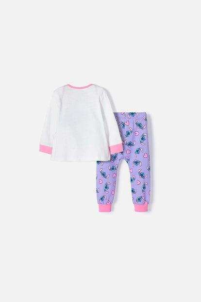 PIJAMA DE STITCH CON PANTALÓN BLANCO Y LILA PARA BEBÉ NIÑA