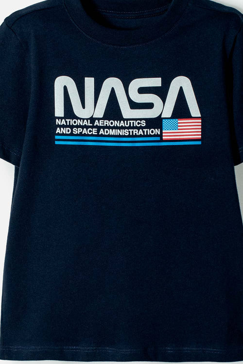 CAMISETA NASA MANGA CORTA AZUL OSCURO PARA NIÑO 2T A 5T