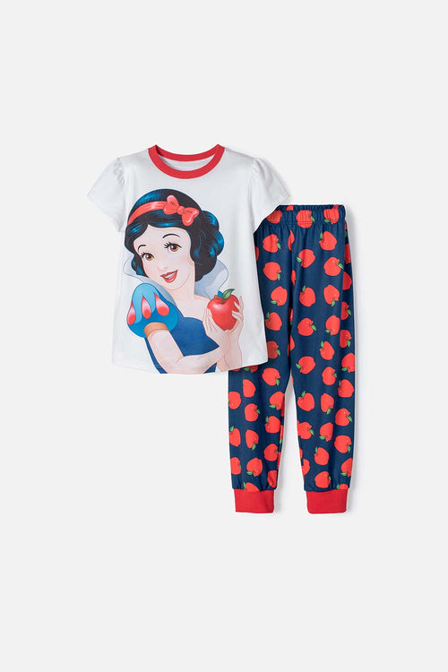 PIJAMA DE BLANCANIEVES BLANCA Y AZUL DE PANTALÓN LARGO PARA NIÑA 2T A 5T